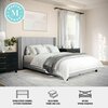 Martha Stewart Kay Full Upholstered Platform Bed w/Channel Stitched Wingback Headboard/Cushioned Siderails, Gray TW-3WDB03B-F-GY-MS